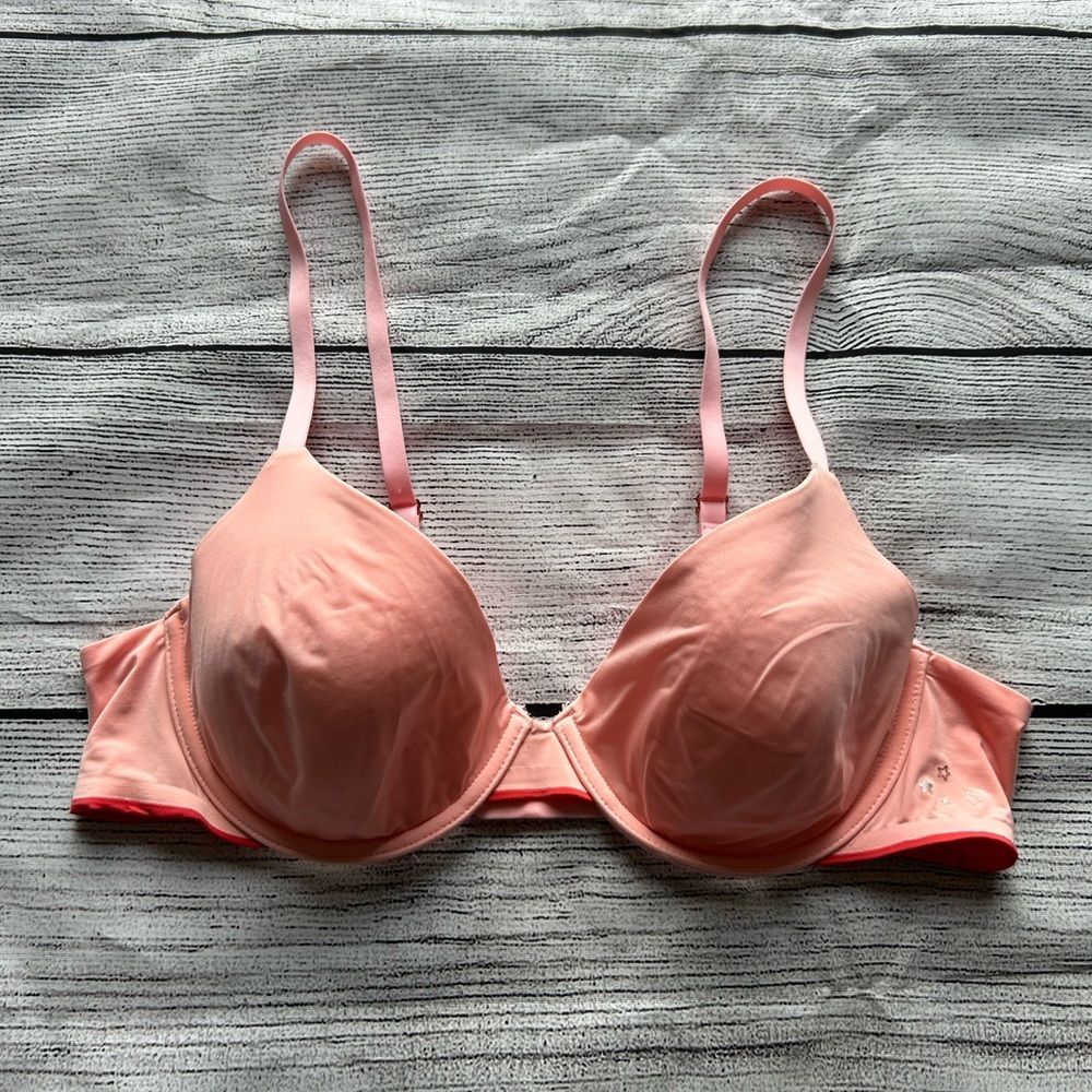 Aerie Real Free Full Coverage pink and red bra size 36B